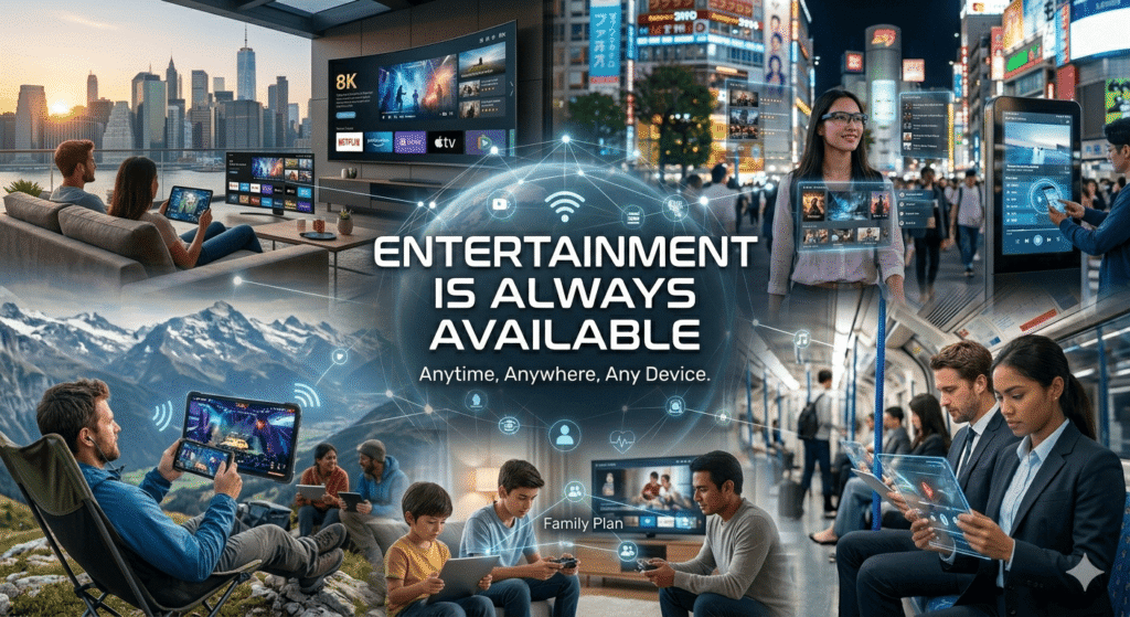 entertainment technology in daily life streaming movies and playing games online