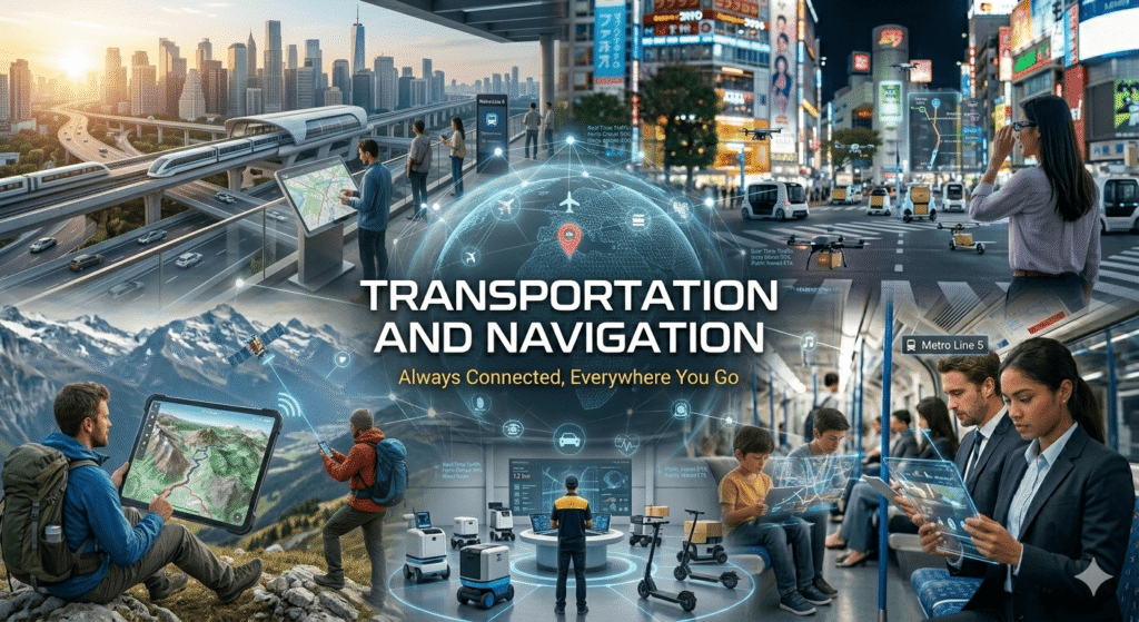 transportation technology in daily life using GPS navigation and ride apps
