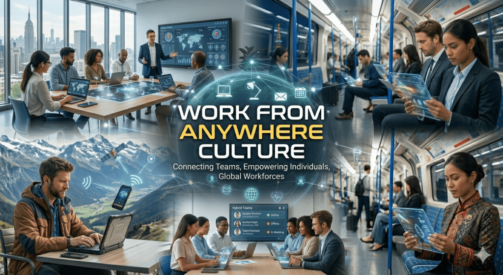 remote work technology in daily life using laptops video meetings and cloud tools