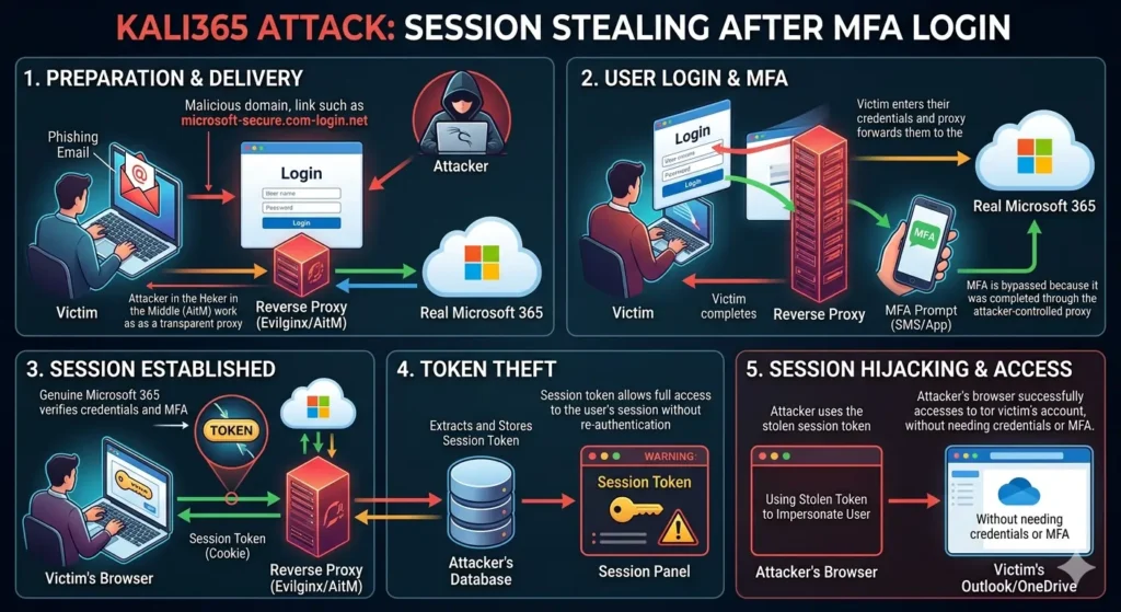 How the Kali365 Attack Steals Sessions After MFA Login