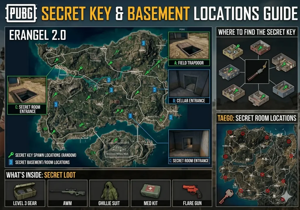 PUBG Secret Key Locations