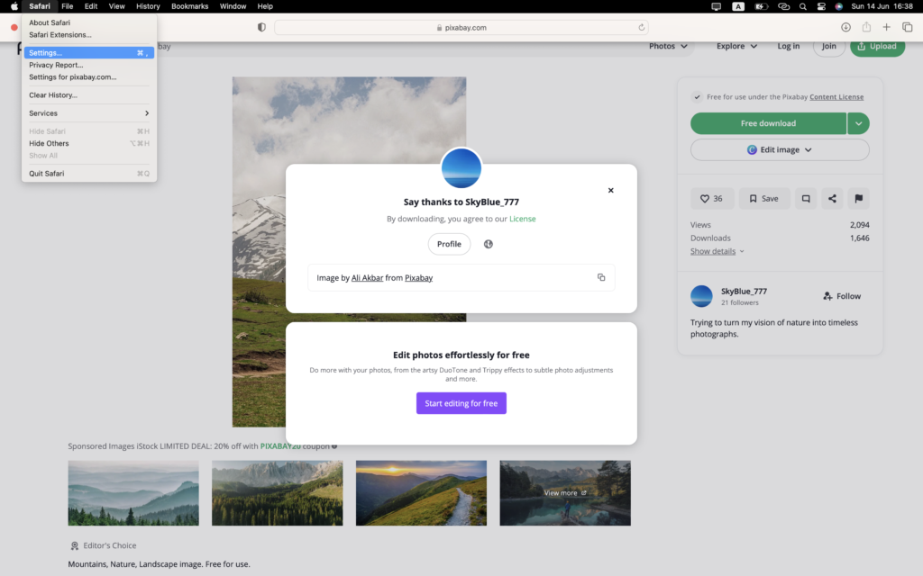 Changing the default download location on Mac in browser settings