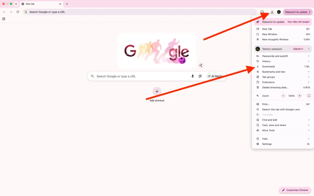Accessing downloaded files through Google Chrome download history on Mac