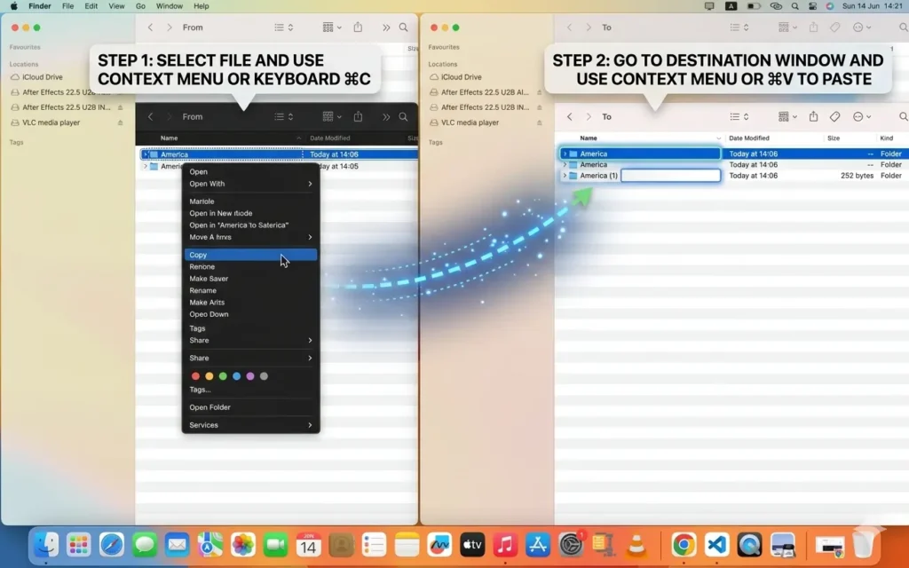 How to copy and paste files between folders on Mac