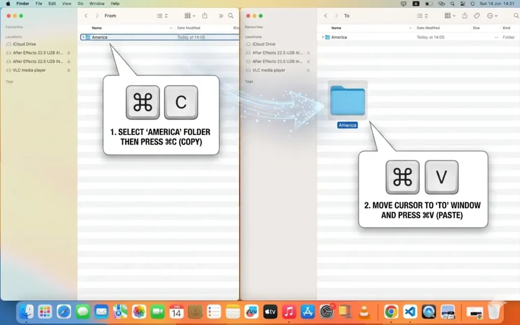 Copy and paste on Mac using Command C and Command V keyboard shortcuts