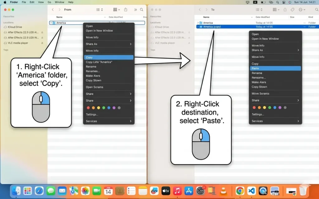 Using the right-click menu to copy and paste on Mac