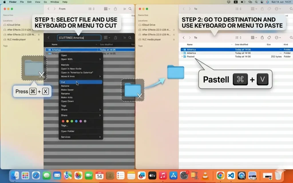 Moving files on Mac using Option Command V instead of traditional cut and paste