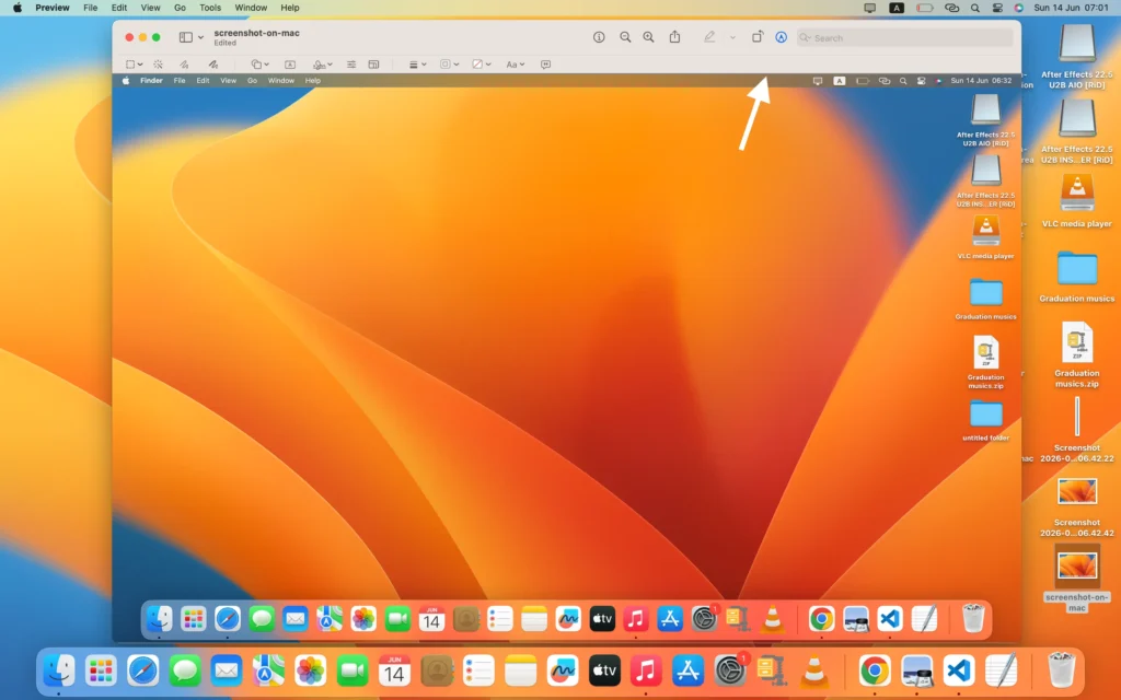 Editing a screenshot on Mac with built-in markup and annotation tools