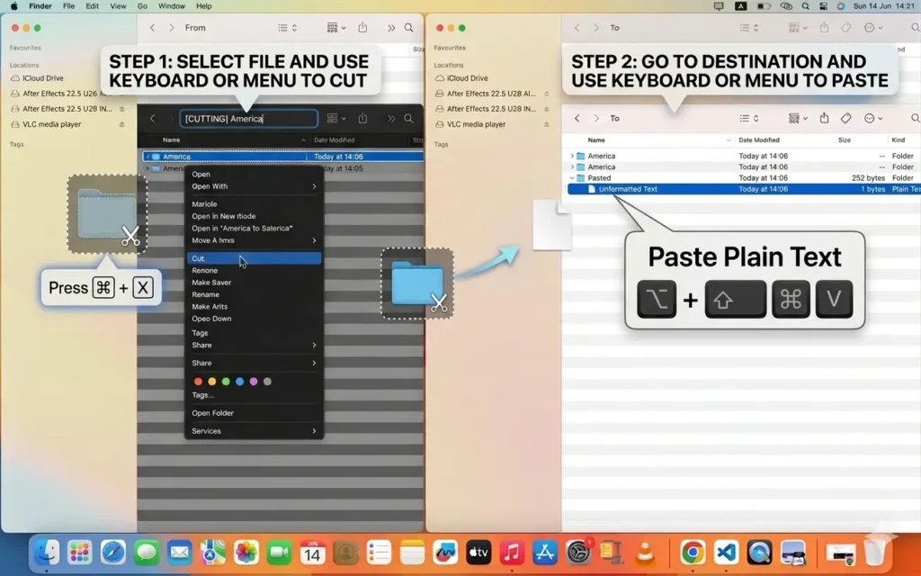 Paste without formatting on Mac using the keyboard shortcut for plain text
