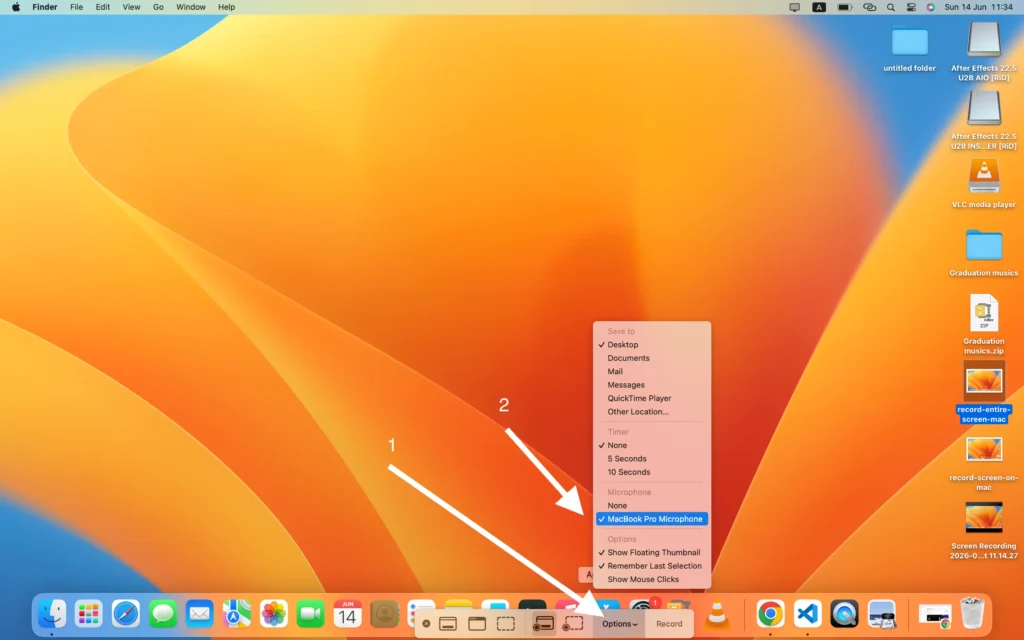 Enable microphone audio when you record screen on Mac