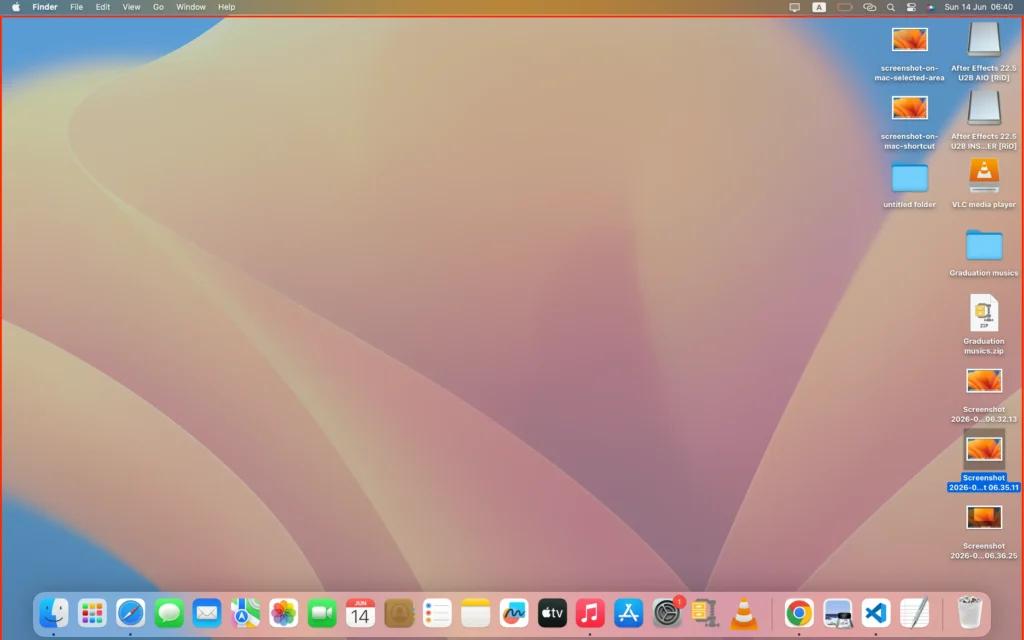 Capturing a specific application window using the screenshot on Mac feature